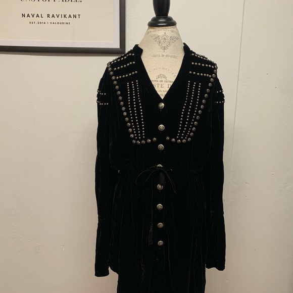 Double D Ranch Black Long Sleeve Dress with Silver Accents